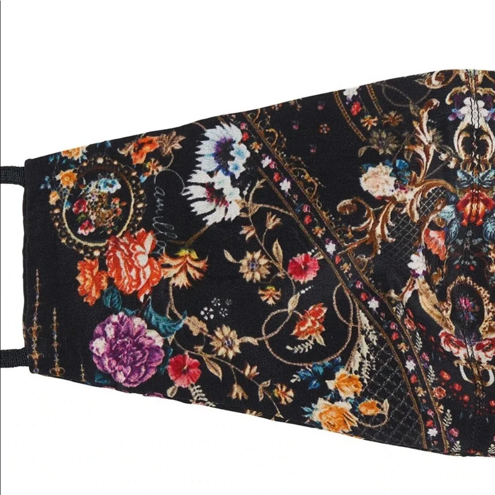 CAMILLA *Blushing Manor* black floral silk face mask rave Burning Man